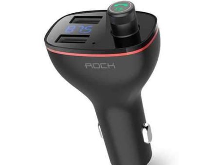 ROCK B300 3.4A bluetooth 4.2 Handsfree Calling FM Transmitter Digital Monitor Dual USB Car Charger on Sale