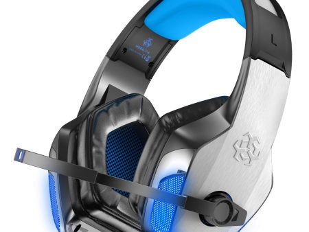 BENGOO V-4 [Updated] Gaming Headset for Xbox One, PS4, PC, Controller, Noise Cancelling Over Ear Headphones with Mic, LED Light Bass Surround Soft Memory Earmuffs for Mac Nintendo Switch (Blue) Cheap