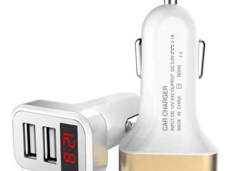 2.1A 2 USB Ports Fast Charging Car Charger With LED Display Real time Monitoring For iphone Samsung Online Hot Sale