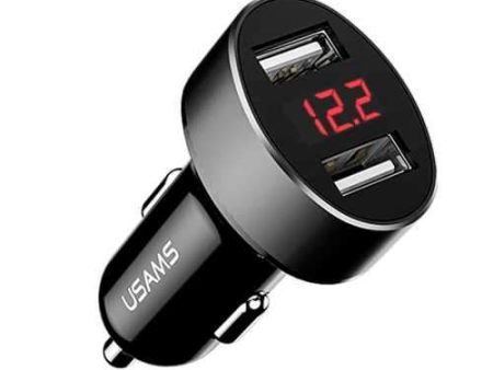 USAMS US-CC045 C1 Dual USB Digital Display 2.1A Car Charger Adapter for iPhone X 8 Plus S8 Note 8 S9 Sale