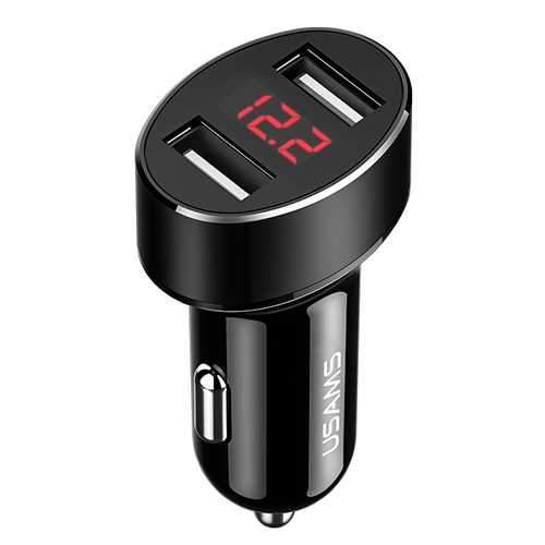 USAMS US-CC045 C1 Dual USB Digital Display 2.1A Car Charger Adapter for iPhone X 8 Plus S8 Note 8 S9 Sale