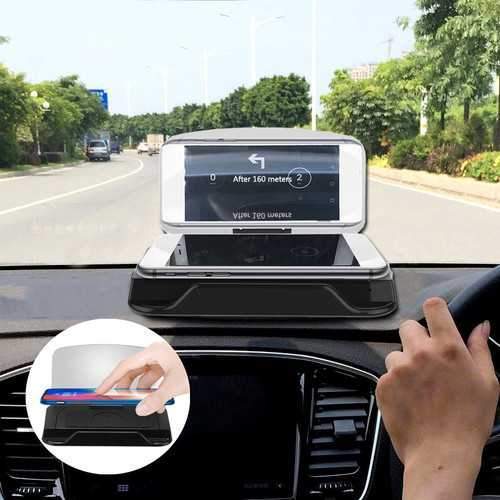 Universal Qi Wireless Charge HD Navigation Head Up Display Car Mount Dashboard Holder for Cell Phone on Sale