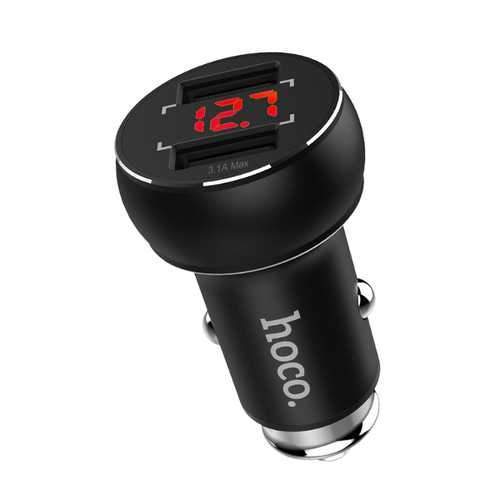 HOCO 3.1A Dual USB Ports Digital Display Fast Car Charger For Mobile Phone Camera Tablet Laptop on Sale