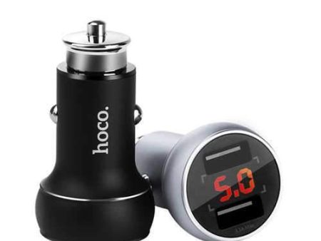 HOCO 3.1A Dual USB Ports Digital Display Fast Car Charger For Mobile Phone Camera Tablet Laptop on Sale