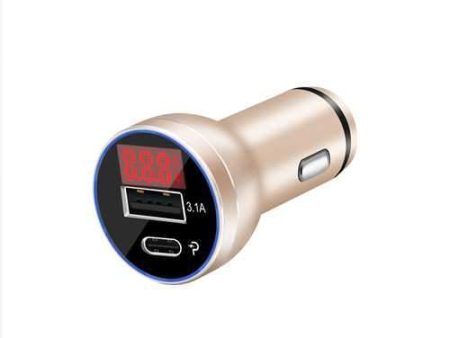 Bakeey D9P 18W Dual Ports PD Type C Fast Car Charger With LED Digital Voltage Current Monitor For Discount