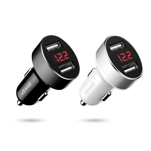 USAMS US-CC045 C1 Dual USB Digital Display 2.1A Car Charger Adapter for iPhone X 8 Plus S8 Note 8 S9 Sale