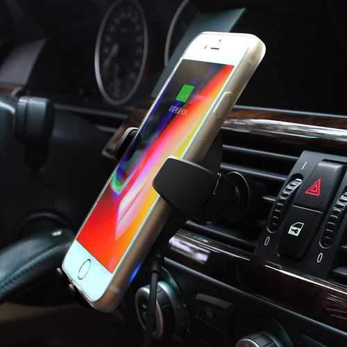 Bakeey 10W Fast Qi Wireless Charging Gravity Auto Lock Car Phone Holder Stand for iPhone 8 X Sale